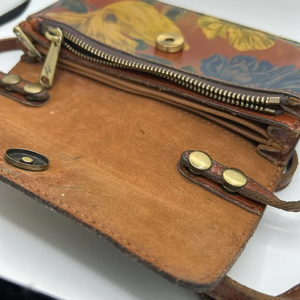 Patricia Nash Floral Leather Crossbody Organizer - Removable Strap